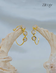 18K GoldPlated Designer Semi Precious Stone Hoop Earrings (color option) - ZP1012169