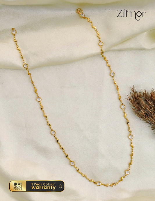 18K Gold Plated Stone Long Chain Necklace - PE1012635