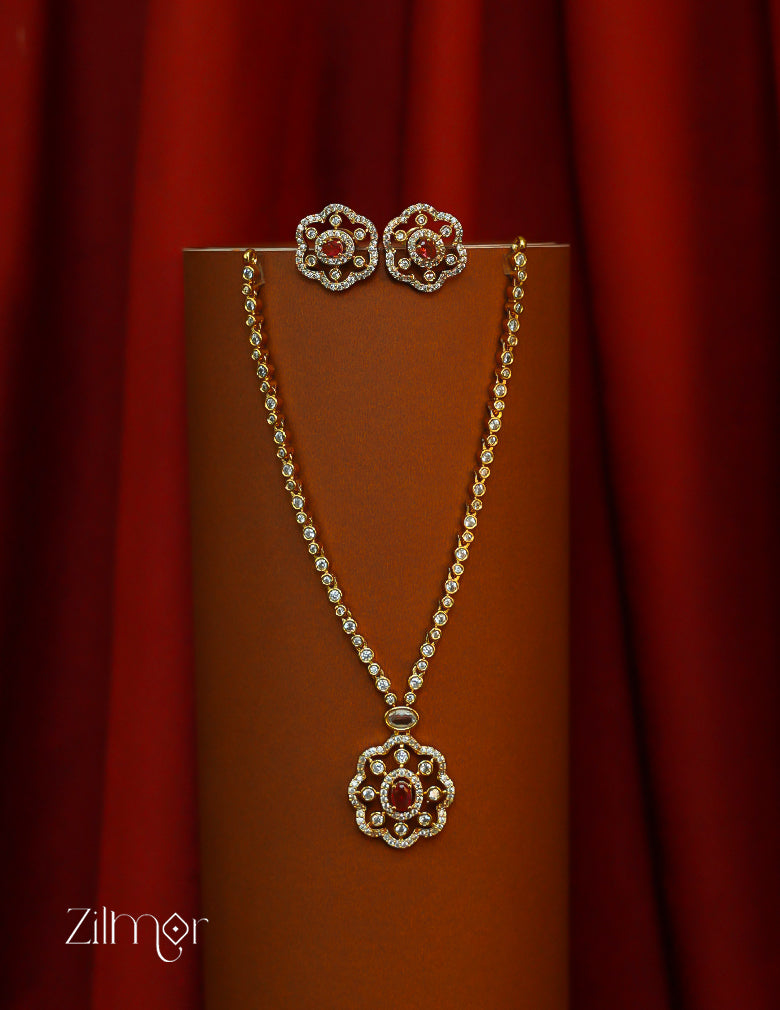 KA1012010-  Antique AD Stone Necklace Earring Set (color option)