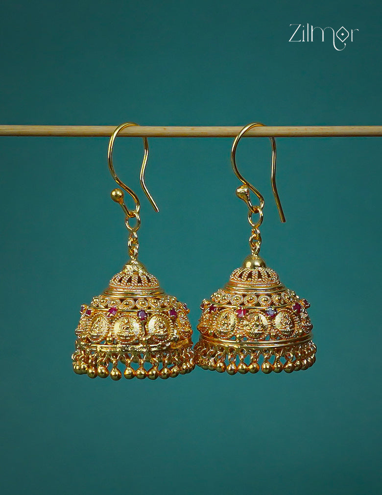 Gold Plated Lakshmi Hook Jhumkas Earrings- PP1012316