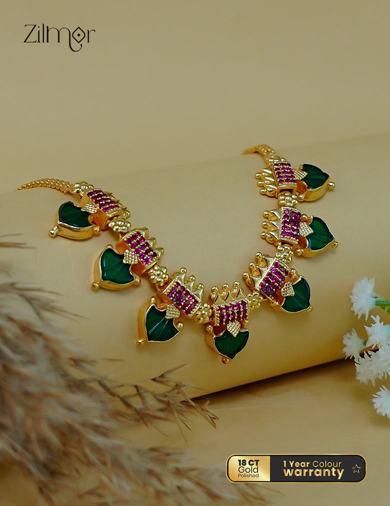 KY1011855 -  Gold Plated Kerala Traditional Palakka Necklace