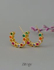 ZH1011729 - Multi color Stones Hoop Anti Tarnish Earrings 1-Zilmor
