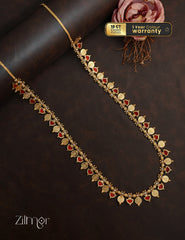 KY1011357 - Gold Plated Kaashu coin & Palakka Mala Long Necklace 4-Zilmor