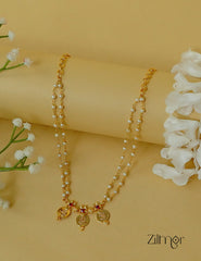 KY1012013 - Double Layer Kashu Lakshmi Pendant Pearl choker Necklace