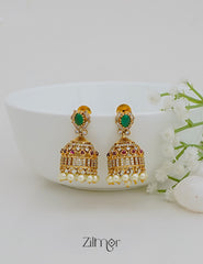 ZL1011433 - Antique AD Stone Pearl Hanging Jumkha Earrings