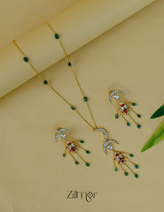 ZE1012065 -Premium Polki Kundan Stone Pendant Necklace with Earrings