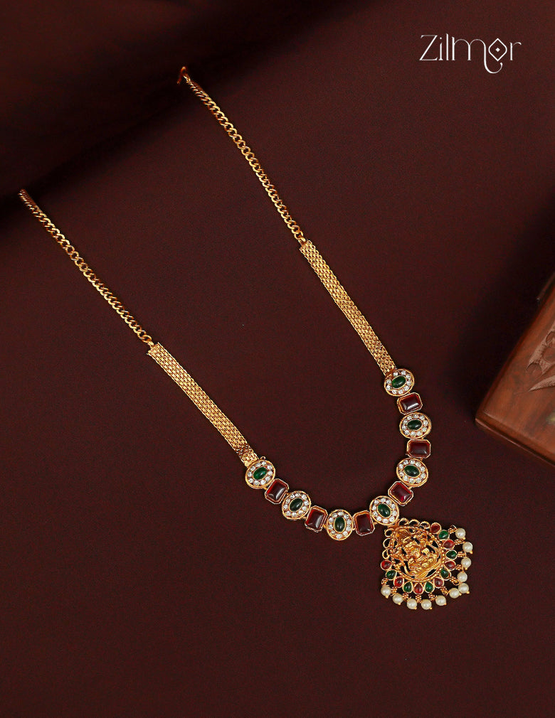 Traditional Kemp Stone Lakshmi Necklace - CL1012234