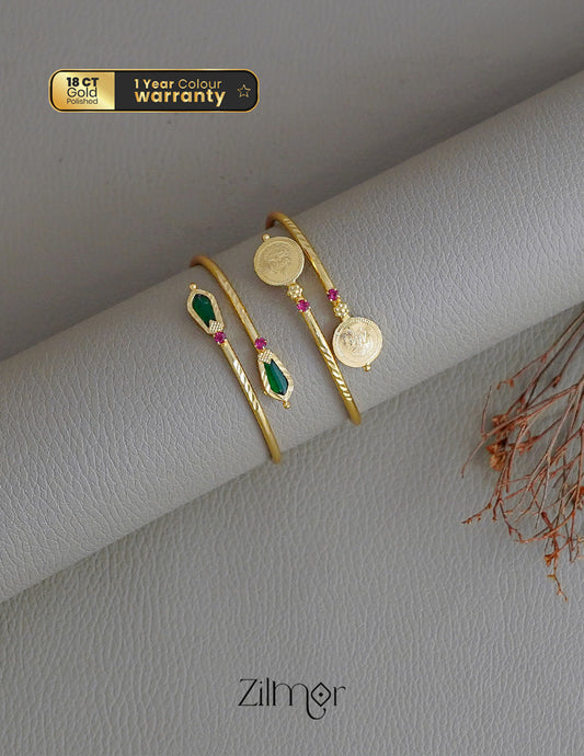 KY1011753 - Gold tone Lakshmi coin &Nagapadam Bangle Combo (color option)
