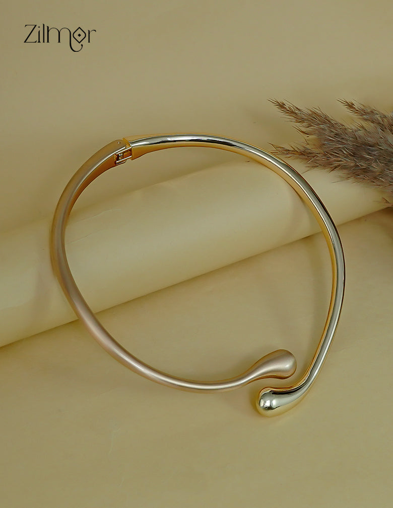 ZF1012090 - Golden Double Teardrop Anti Tarnish Cuff Hasli Choker Necklace