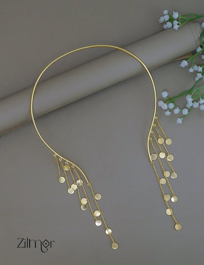 KE1011888 - Open Collar Circle Tassel Choker Necklace 2-Zilmor