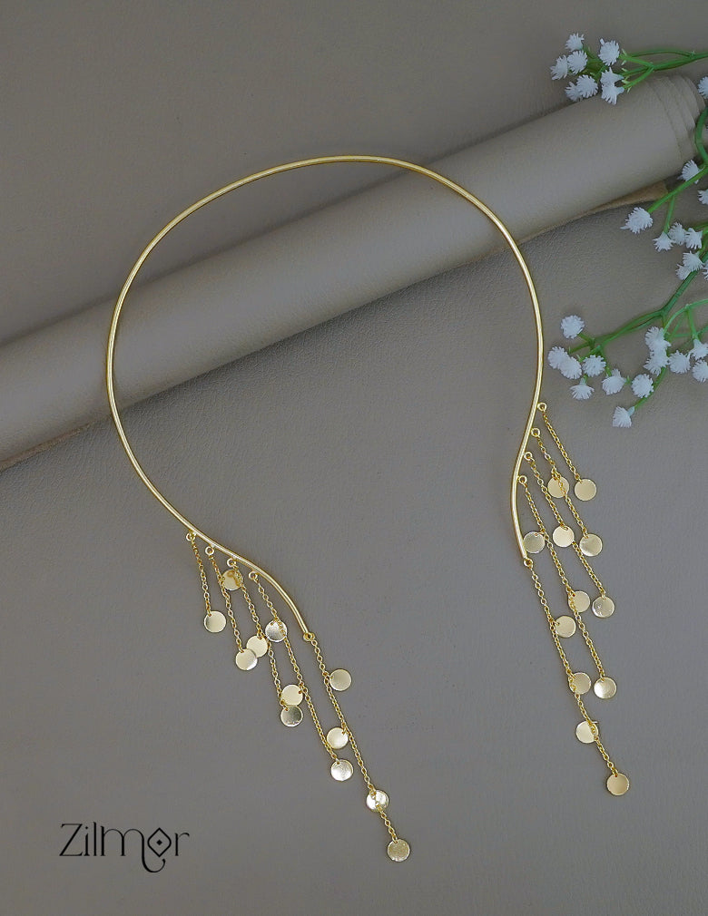 KE1011888 - Open Collar Circle Tassel Choker Necklace 2-Zilmor