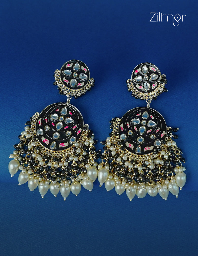 Meenakari Kundan Long Earrings - CL1012304