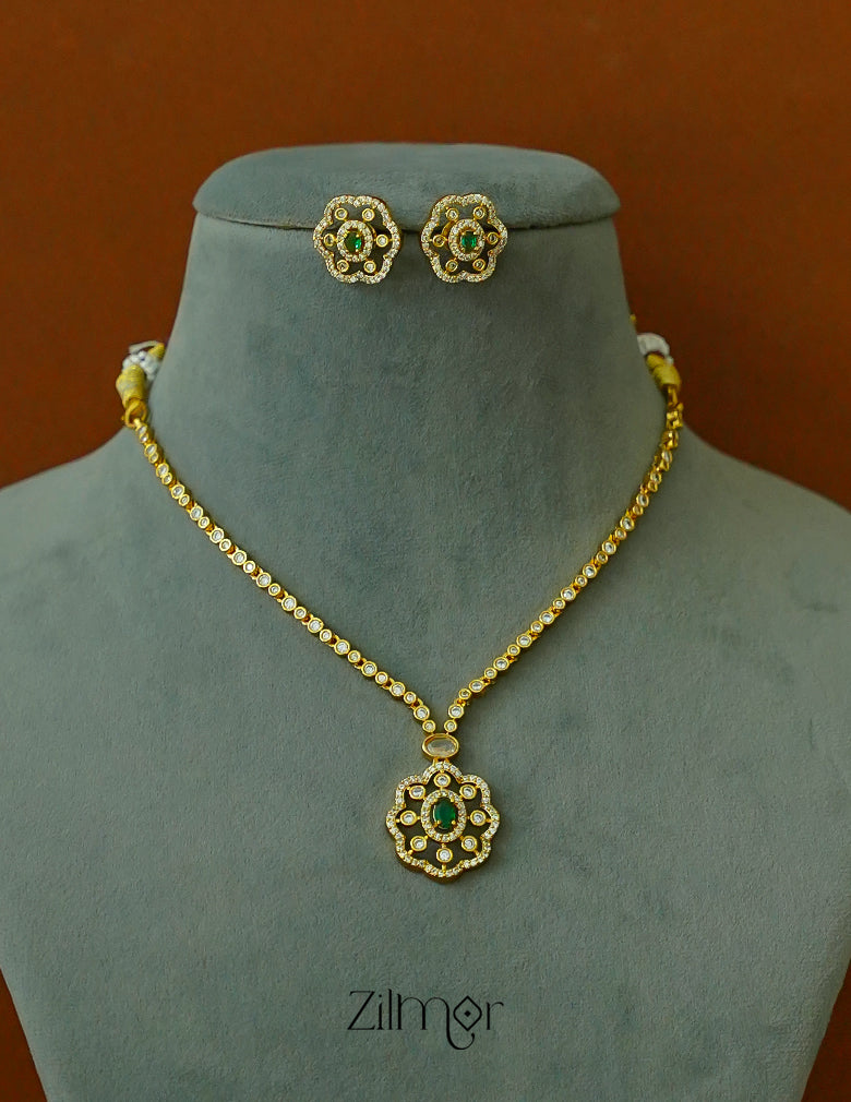 KA1012010-  Antique AD Stone Necklace Earring Set (color option)