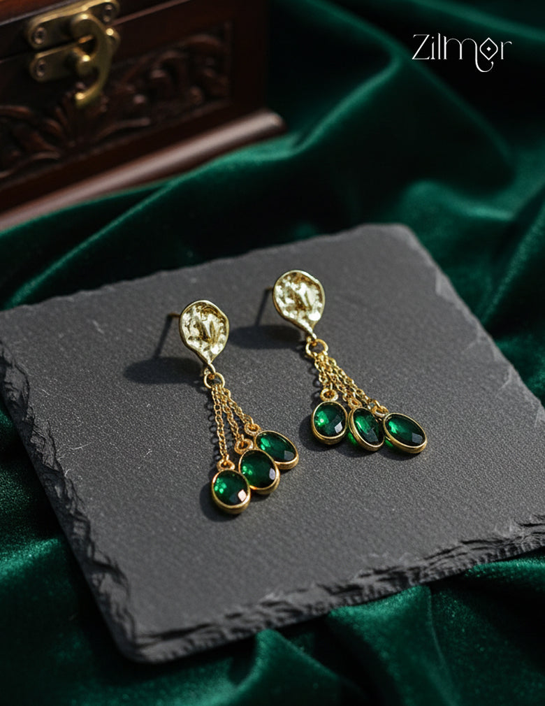 18k Gold plated Designer Semi Precious Stone Hanging Earrings (color option)  - ZP1012181