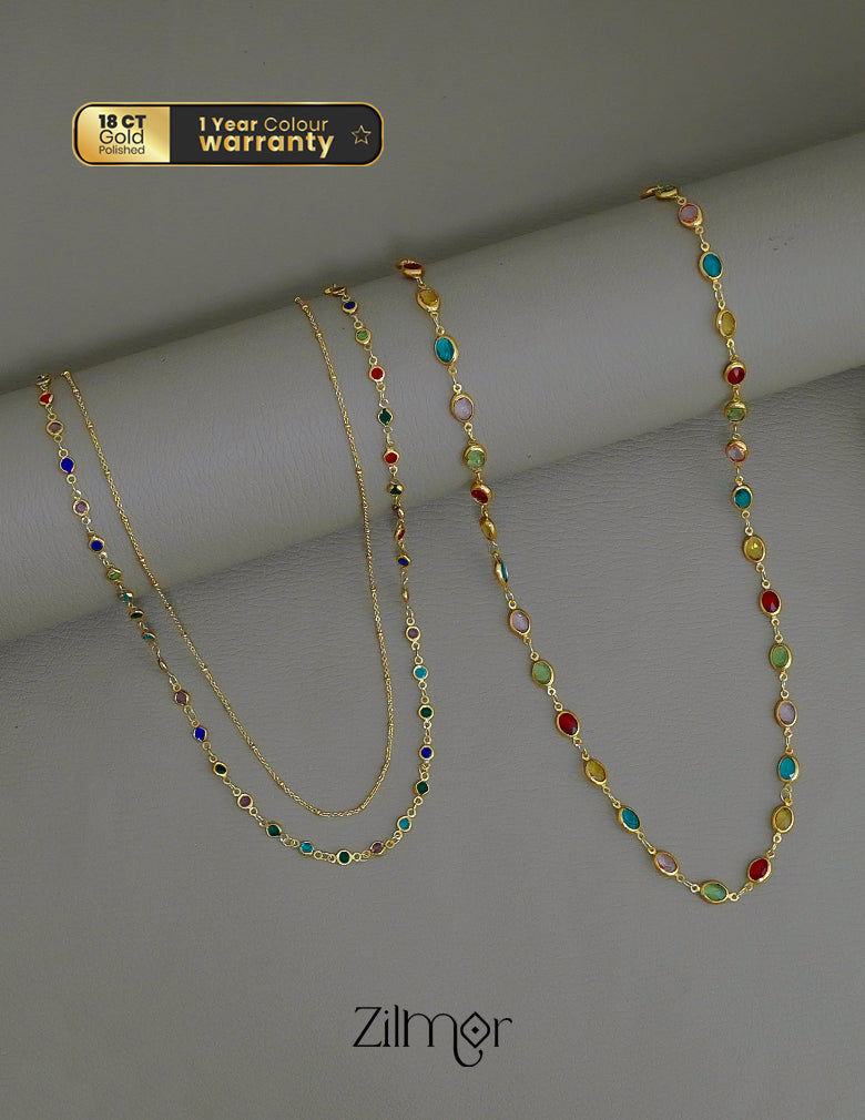 KY1011839- Anti Tarnish Multi Stone Chain Necklace Combo 1-Zilmor