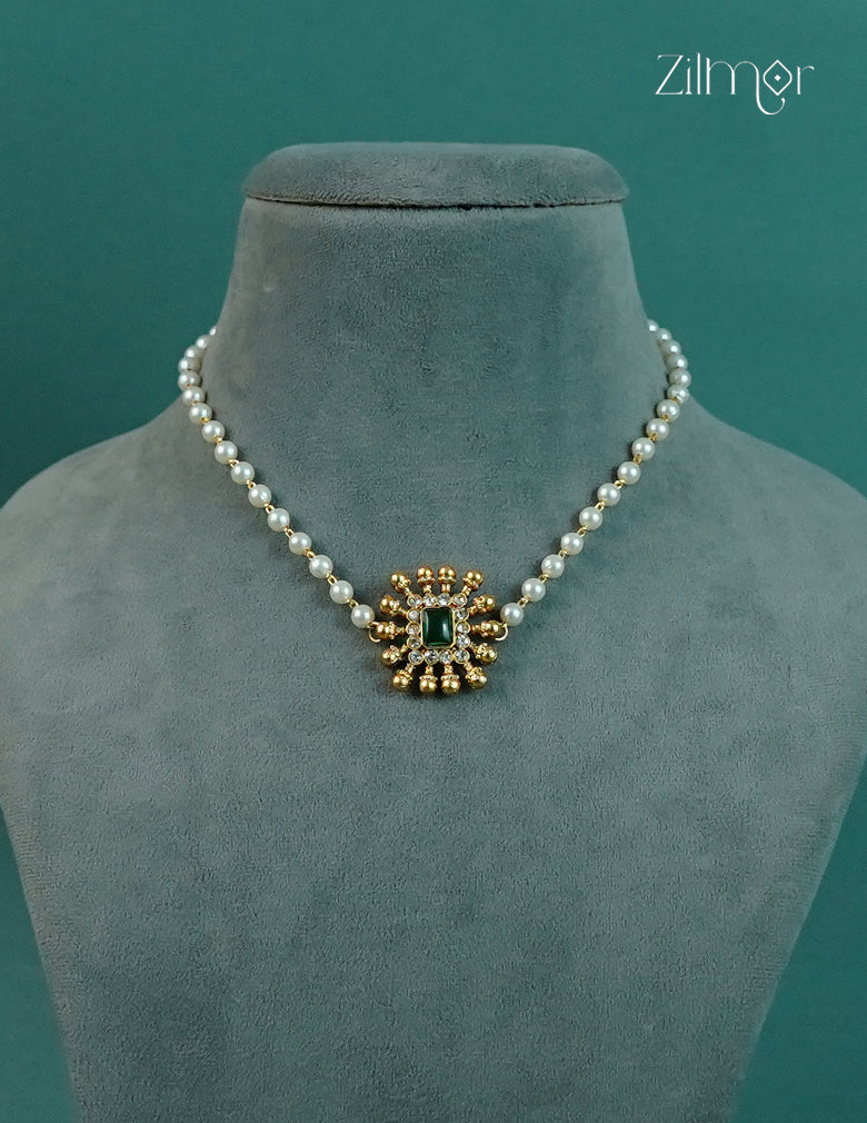 Kemp & Ad Stone Pendant with Pearl Choker Necklace (color option)  - CL1012254