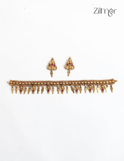 Antique Alila Elakkathali Necklace Set with Matching Earrings | NV1012693