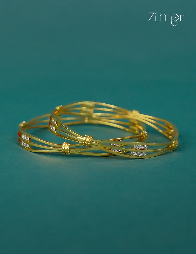 18k Gold Plated Anti-Tarnish AD stone Bangle (Pair) - CL1012315