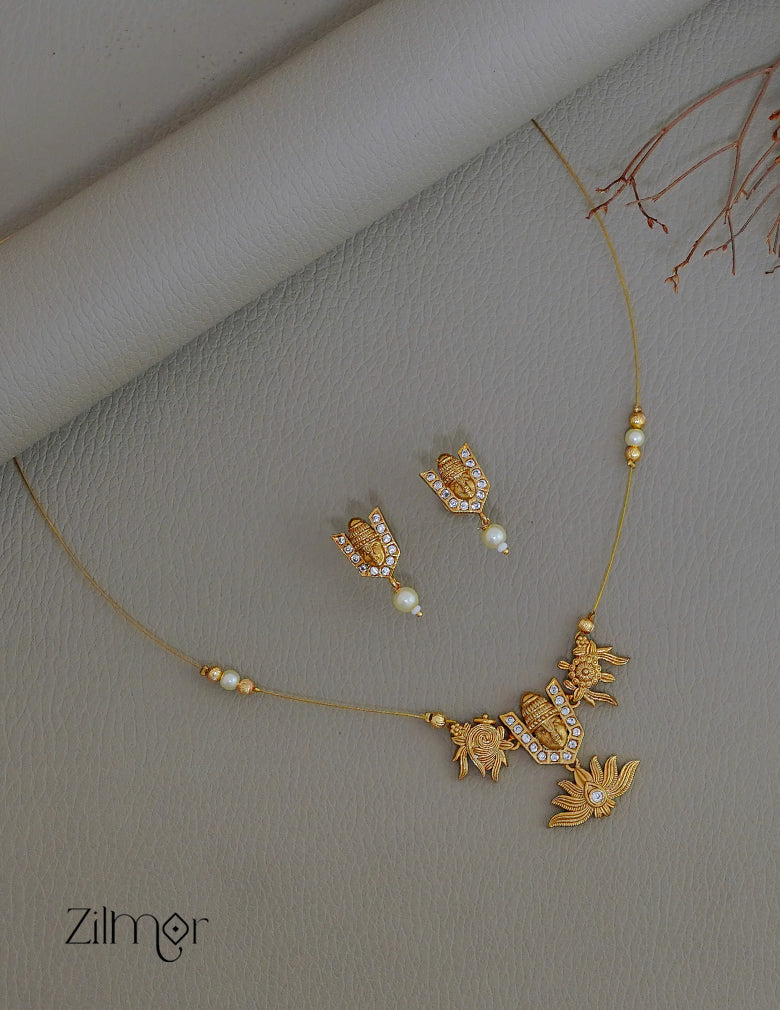 SN1011792 - Perumal pendant with Invisible Necklace Earrings Set