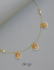 SN1011717- AD Stone with Hanging  Lakshmi Pendant Invisible Necklace 2-Zilmor