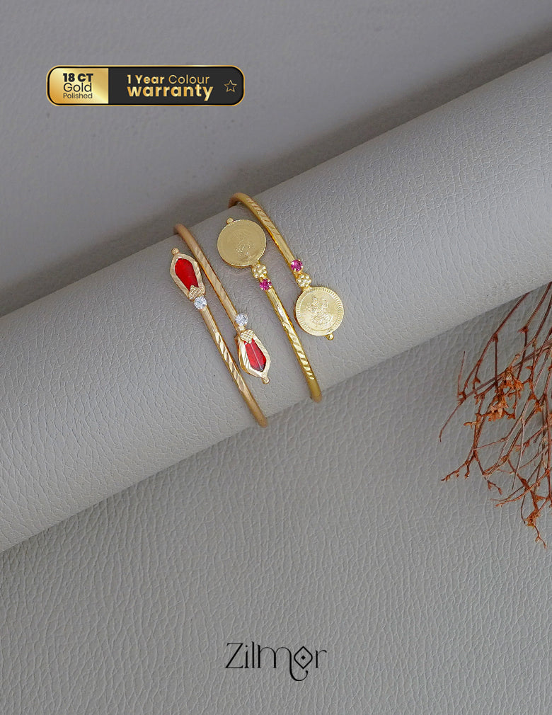 KY1011753 - Gold tone Lakshmi coin &Nagapadam Bangle Combo (color option) 3-Zilmor