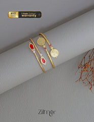 KY1011753 - Gold tone Lakshmi coin &Nagapadam Bangle Combo (color option) 3-Zilmor