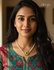 Kemp & Ad Stone Pendant with Pearl Choker Necklace (color option)  - CL1012254