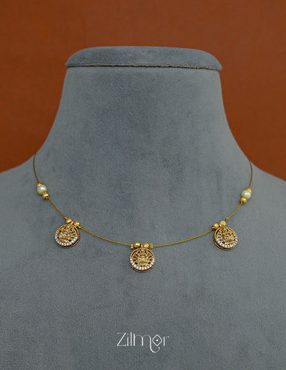 SN1011717- AD Stone with Hanging  Lakshmi Pendant Invisible Necklace 3-Zilmor