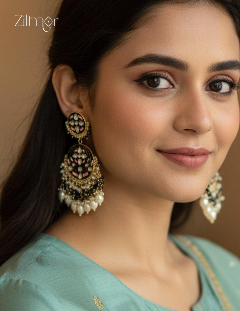 Meenakari Kundan Long Earrings - CL1012304