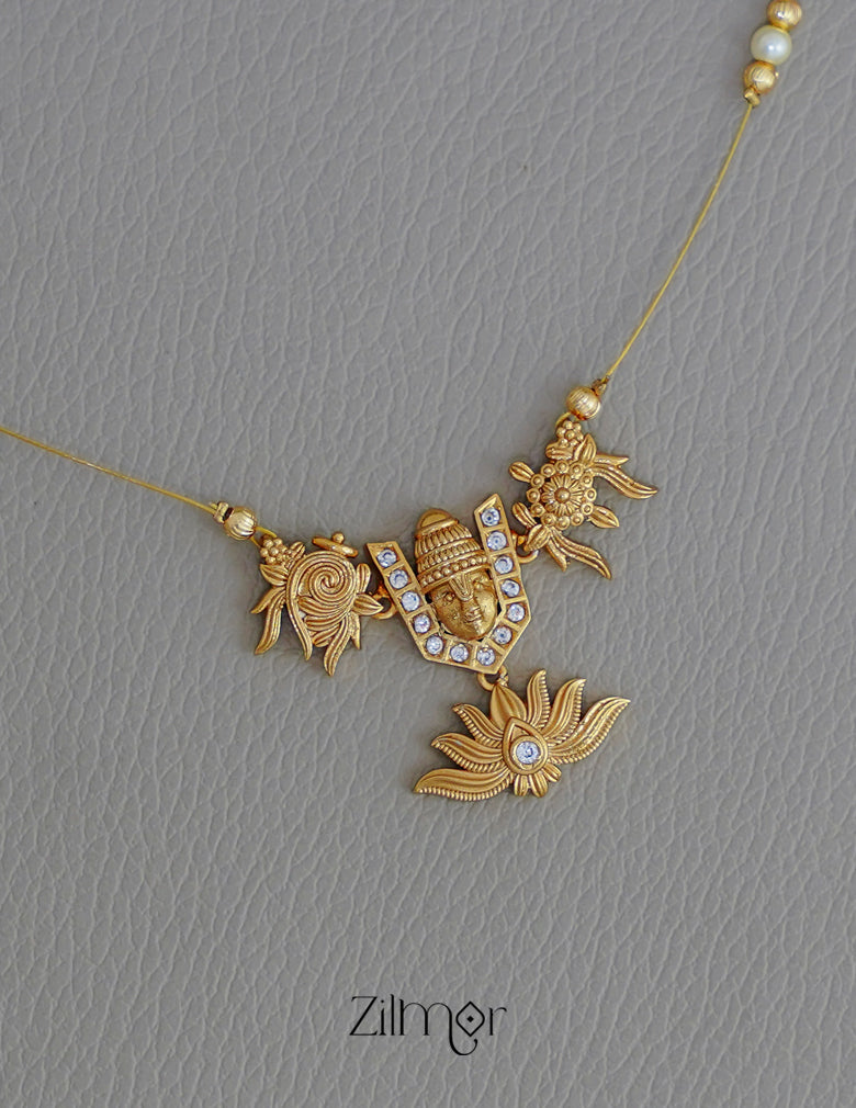 SN1011792 - Perumal pendant with Invisible Necklace Earrings Set