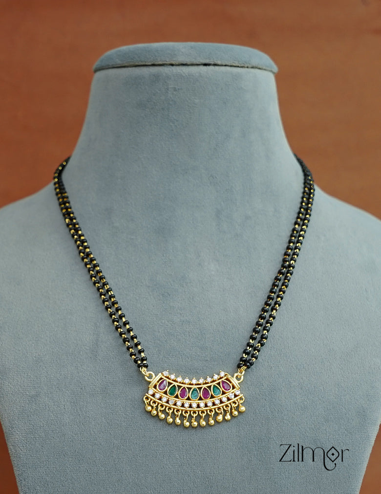 Gold Plated AD Stone Pendant Mangalsutra Necklace - SR100558 3-Zilmor