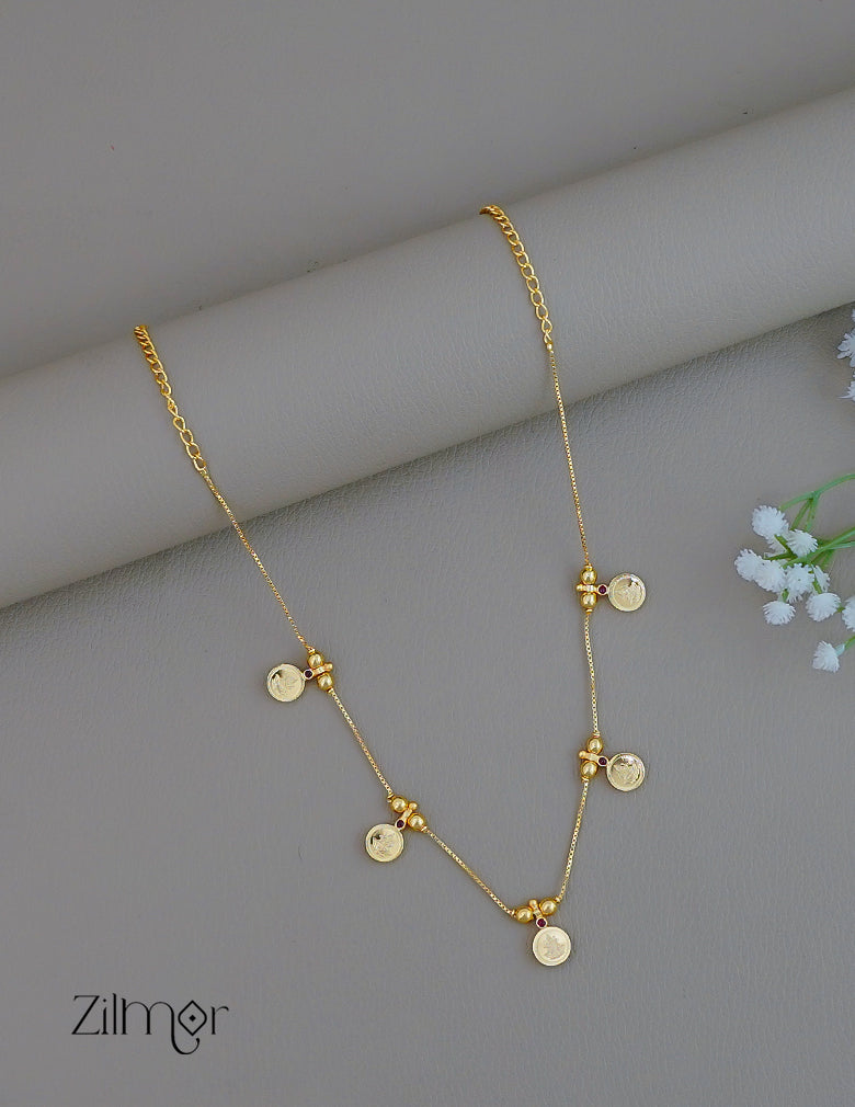 PP1011915-  Gold tone Double Side Lakshmi Kaashu &Palakka Necklace (2 in 1 Necklace) 3-Zilmor
