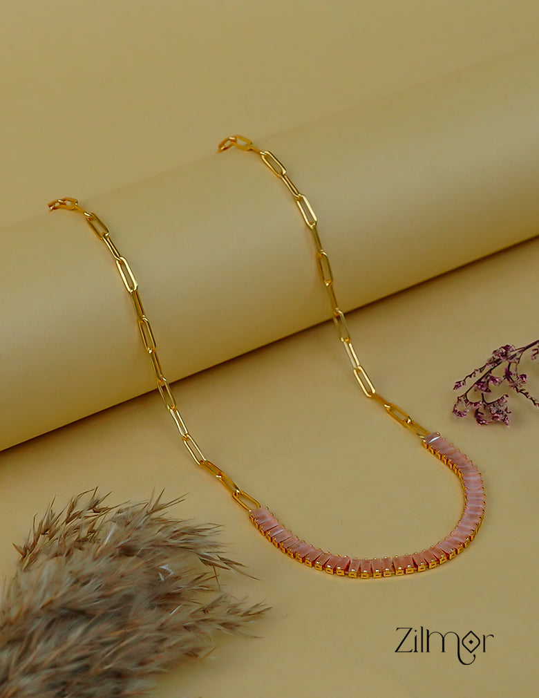 KY101963 - Anti Tarnish Halflink Tennis Necklace