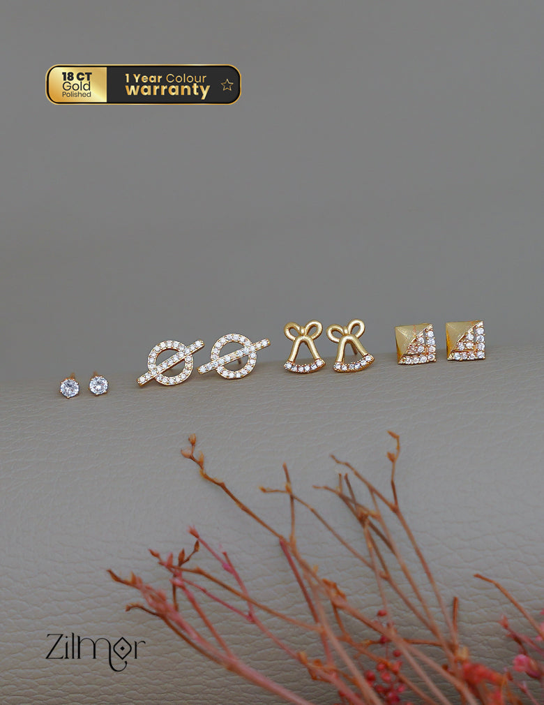 PE1011811 - Gold tone AD Stone Combo stud Earrings 2-Zilmor