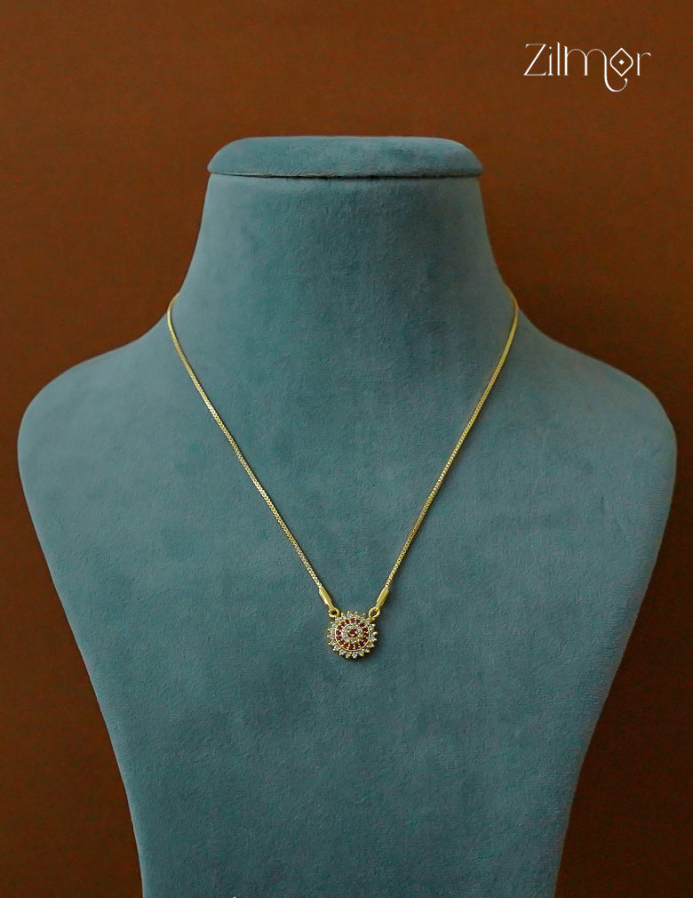 Gold Tone AD Stone  Simple Necklace (color option) - ZR1012208