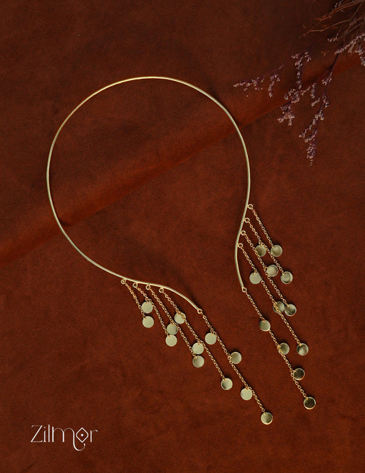 KE1011888 - Open Collar Circle Tassel Choker Necklace 1-Zilmor
