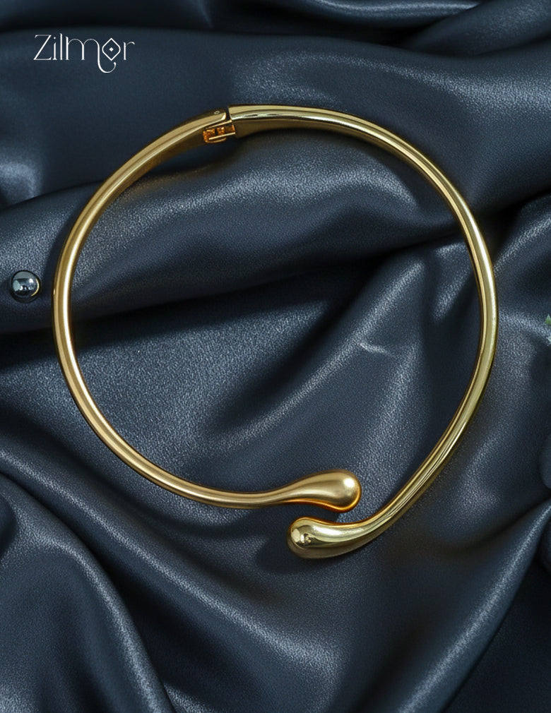 ZF1012090 - Golden Double Teardrop Anti Tarnish Cuff Hasli Choker Necklace
