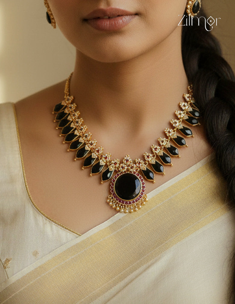 AG101496  - Gold tone Nagapadam Necklace