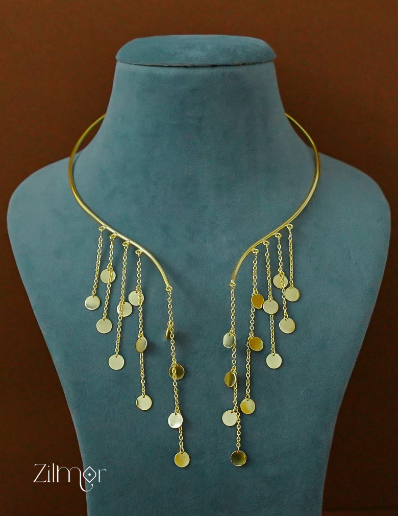 KE1011888 - Open Collar Circle Tassel Choker Necklace 3-Zilmor