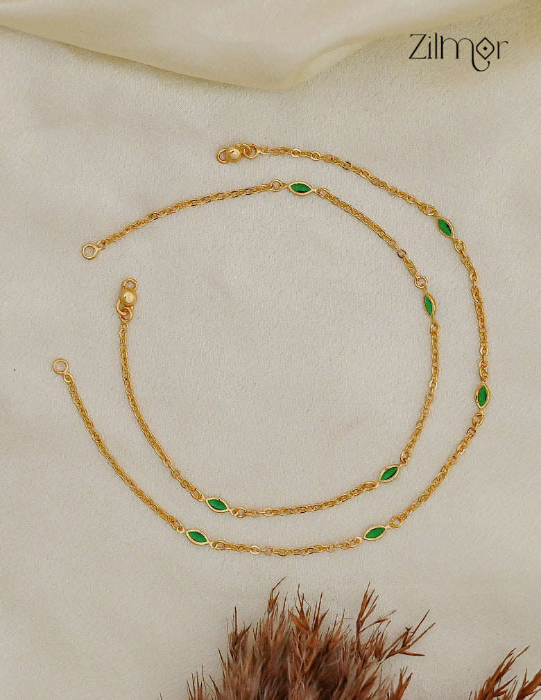 Women Zilmor KY1012774 18K Gold Toned Semi Precious Stone Pair Anklet