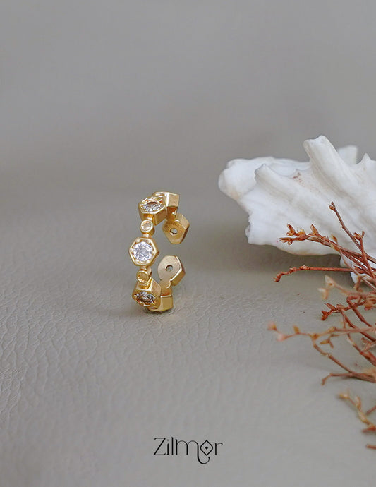 ZH1011737 -  AD Stone Hexagon Anti Tarnish Ring