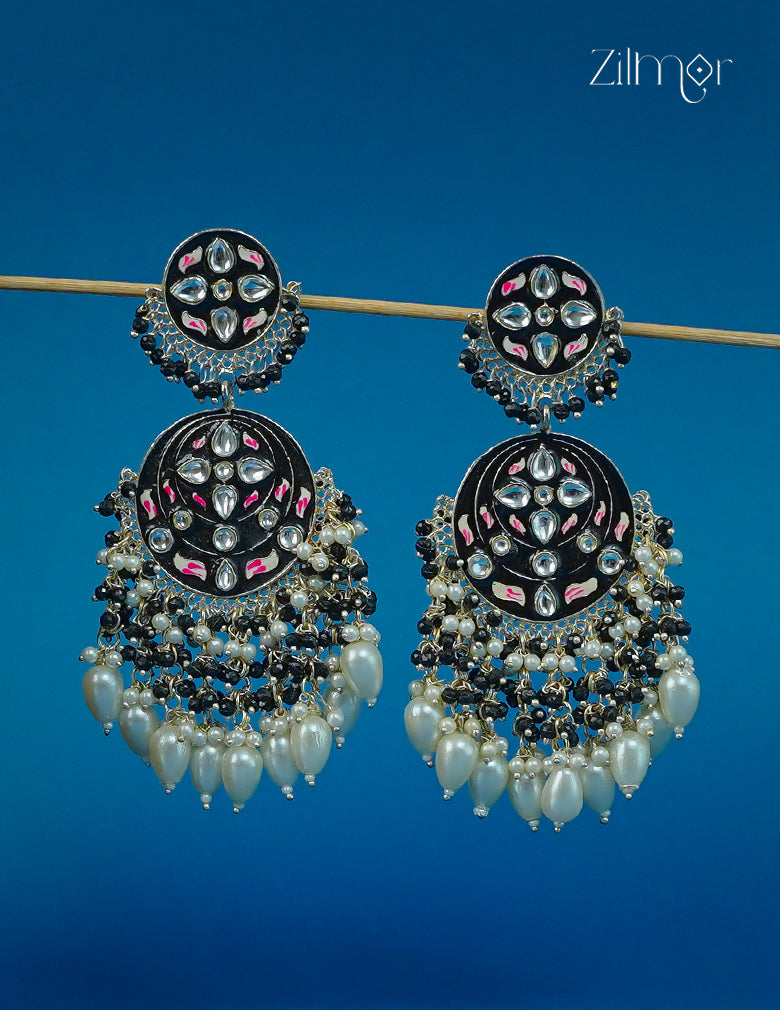 Meenakari Kundan Long Earrings - CL1012304