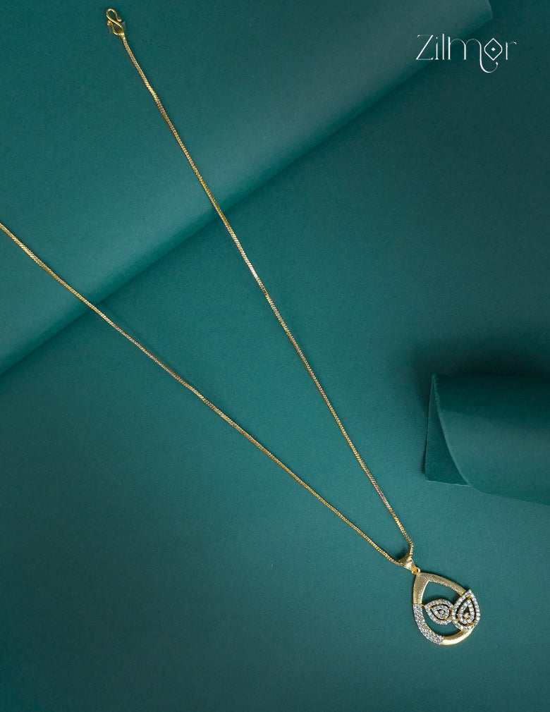 18k Gold Plated Anti-Tarnish AD Stone Pendant Simple Necklace (color option) - CL1012262