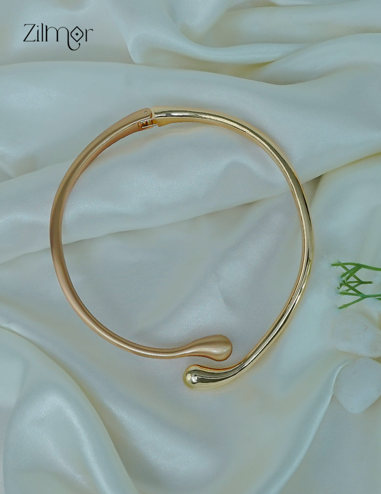 ZF1012090 - Golden Double Teardrop Anti Tarnish Cuff Hasli Choker Necklace