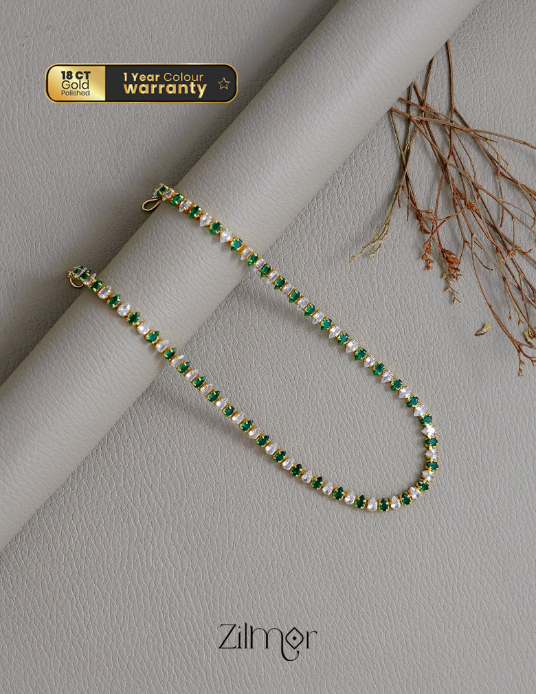 KT1011723 - Anti Tarnish Gold Plated AD Stones Chain Necklace (color option) 5-Zilmor