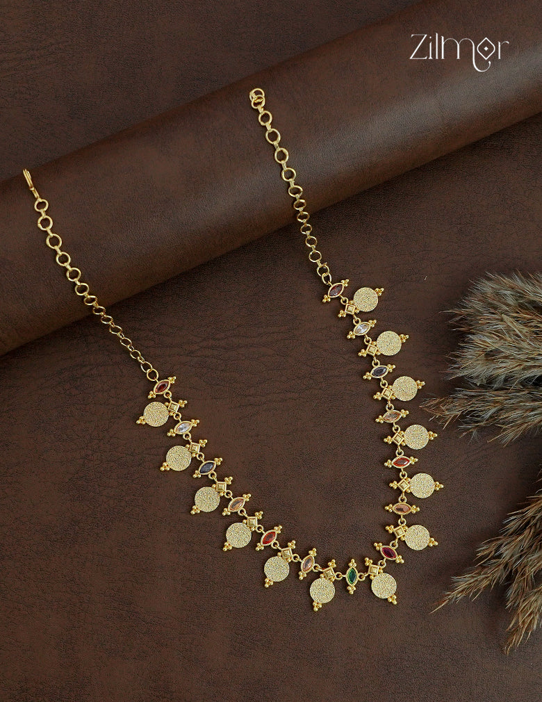 AD Stone Coin Choker Necklace - ZS1012478