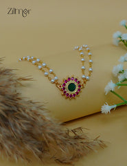 KY1012188 - Premium Pearl with Palakka Flower Pendant Necklace