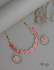 NV1011724 - Premium Antique  Lotus Necklace with Earrings 1-Zilmor