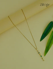 Gold Tone Multi color Stone Pendant Simple Necklace-ZF1012138