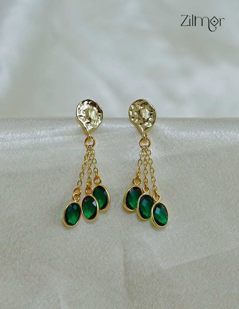 18k Gold plated Designer Semi Precious Stone Hanging Earrings (color option)  - ZP1012181